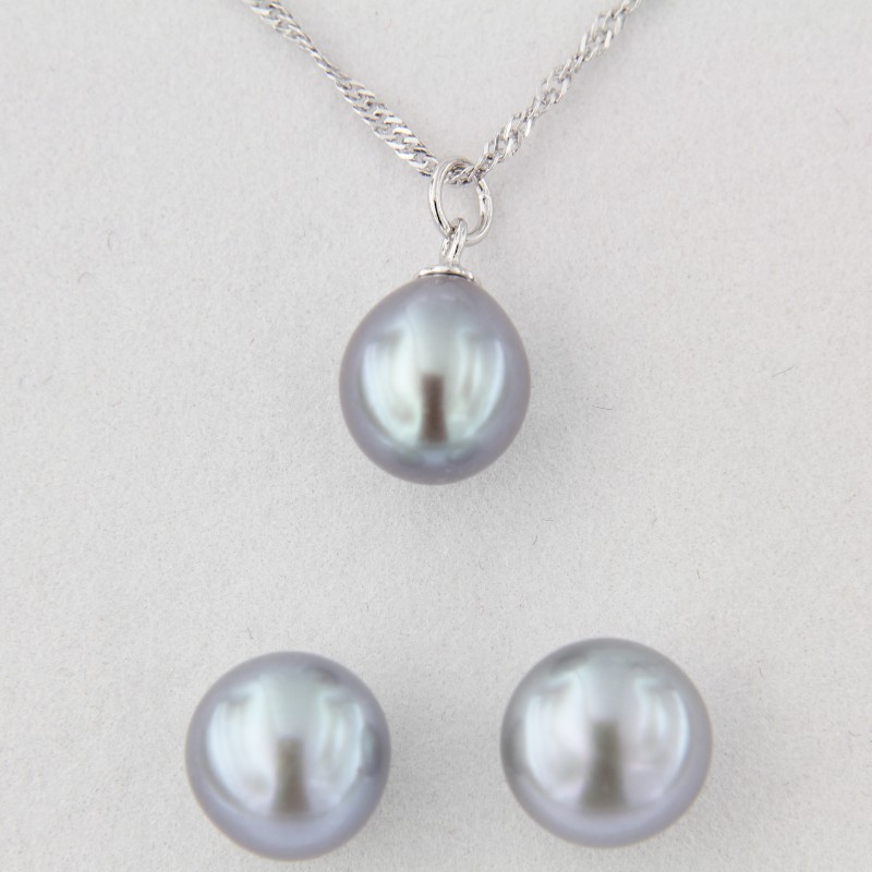Ensemble perles grises - Bijoux de mariage